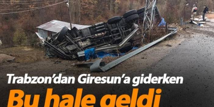 Trabzon'dan Giresun'a giden kamyon kaza yaptı