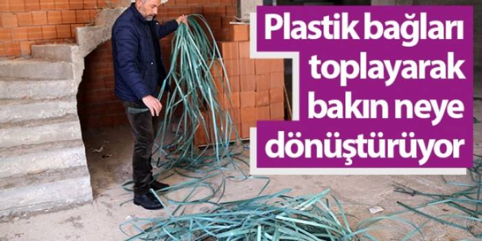 Gümüşhane'de plastik bağları toplayan duyarlı vatandaş onları bakın neye dönüştürüyor. Foto Haber