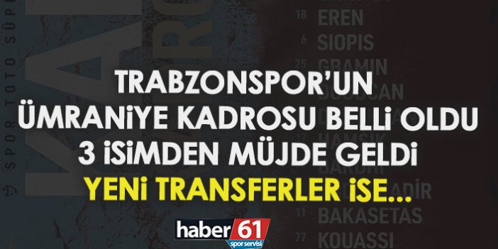 Trabzonspor'un Ümraniye maçı kadrosu belli oldu