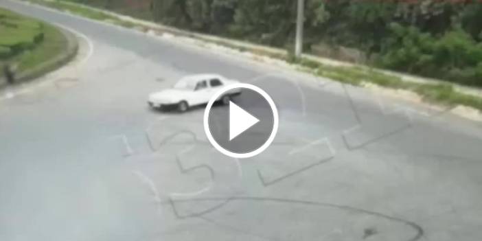 Trabzon’da Drift atan sürücü kaçamadı! Kazaya ramak kala. Video Haber