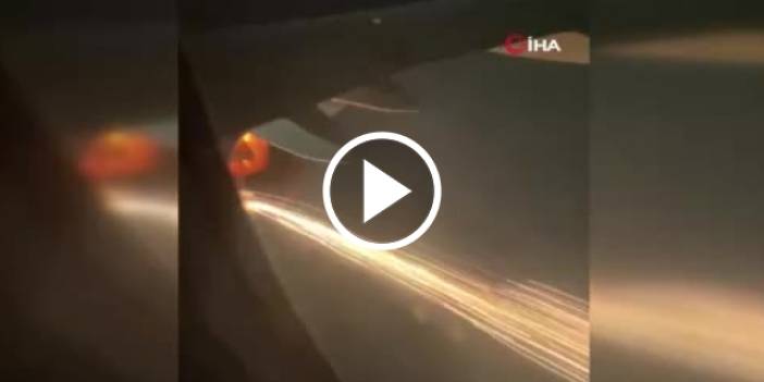 Yolcu uçağının motoru havada alev aldı. Video Haber