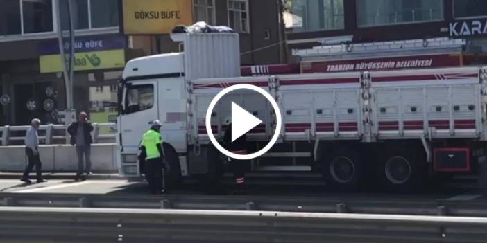 Trabzon’da dumanlar saçan kamyon korku yarattı. Video haner