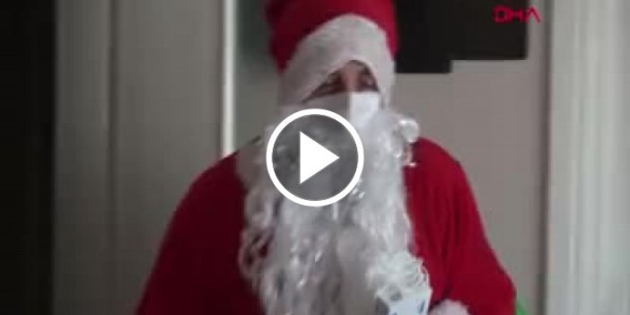 Noel baba Trabzon'da maske ve dezenfektan dağıttı