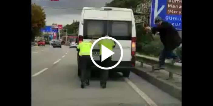 Trabzon’da yolda kalan araca emniyet desteği