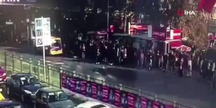 Beşiktaş’ta otobüsün durağa daldığı dehşet anları kamerada