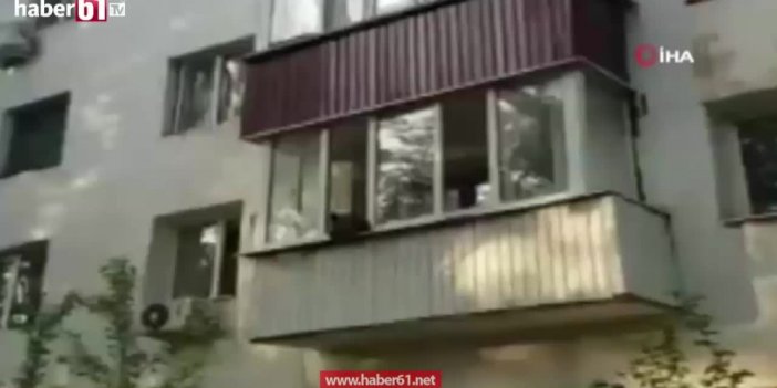 Evin balkonuna çıkan yavru ayı herkesi korkuttu