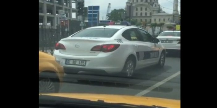 İstanbul'da Trabzon sivil plakalı trafik polisi