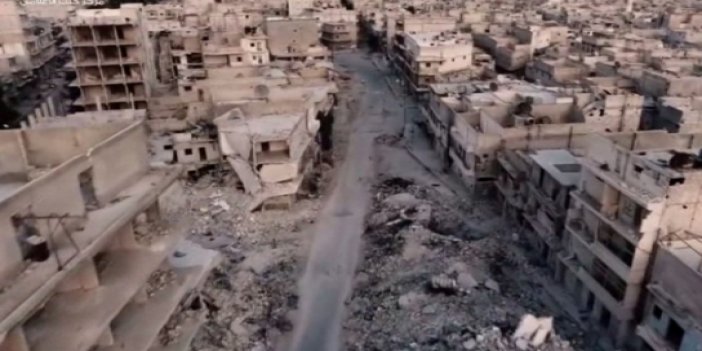 Halep’teki yıkım havadan görüntülendi