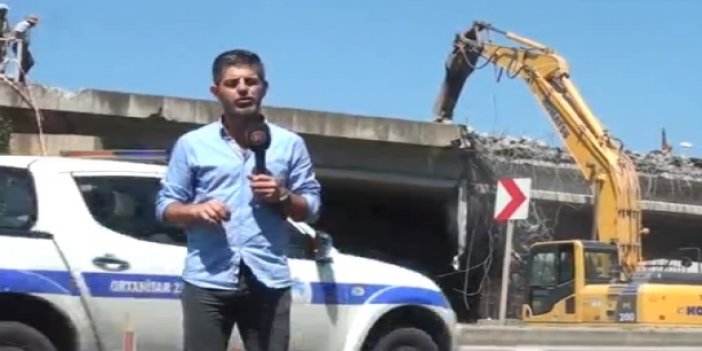 Trabzon'da Halit Kobya üstgeçidi yıkılıyor