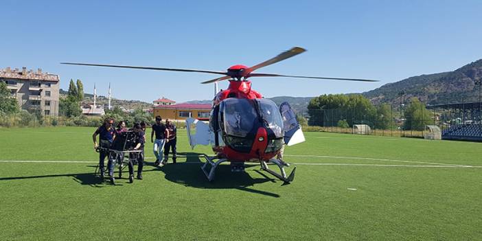 Giresun'da kalp yetmezliği hastasının imdadına ambulans helikopter yetişti