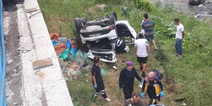 Trabzon’da araç dereye uçtu! 3 yaralı