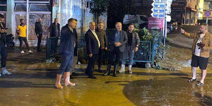 Trabzon Valisi Yıldırım su baskınlarını inceledi