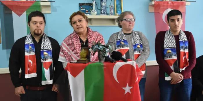 Trabzon'da özel bireyler Filistin halkına destek