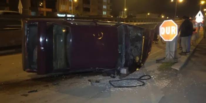 Samsun'da kaza! Yan yola uçan sürücü kayıplara karıştı