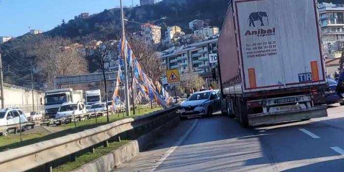 Trabzon'da tünel çıkışı kaza! Trafik kilitlendi