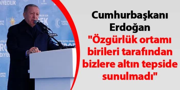Cumhurbaşkanı Erdoğan "Özgürlük ortamı birileri tarafından bizlere altın tepside sunulmadı"