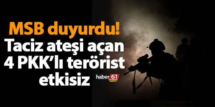 MSB duyurdu! Taciz ateşi açan 4 PKK’lı terörist etkisiz