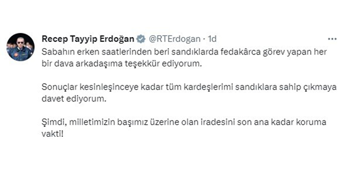 Cumhurbaşkanı Erdoğan: "Sonuçlar kesinleşinceye kadar..."