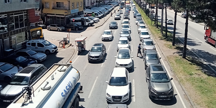 Samsun-Ordu kara yolunda trafik yoğunluğu