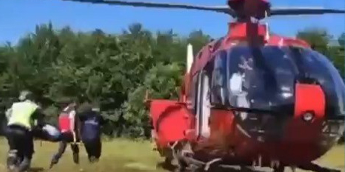 Samsun'da ambulans helikopter 90 yaşındaki vatandaş için havalandı