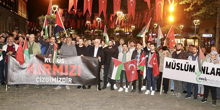 Trabzon'da İsrail'in saldırılarına protesto sürüyor