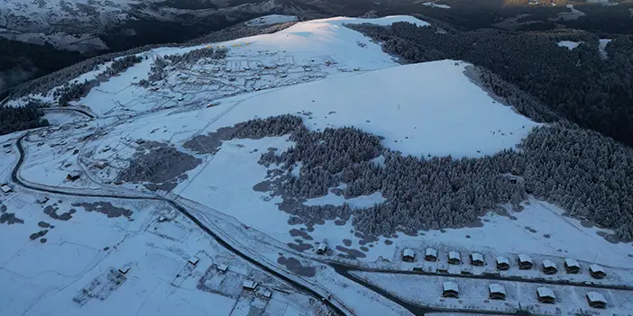 Giresun yaylalarından kartpostallık kar manzaraları