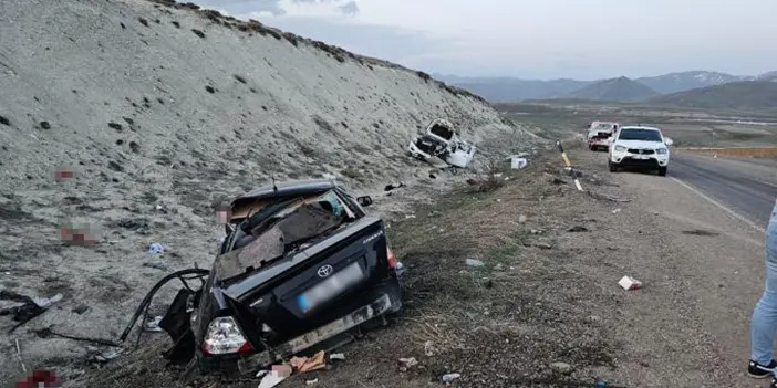Erzurum'da acı kaza! Pikap ile otomobil çarpıştı: 1 ölü, 6 yaralı 