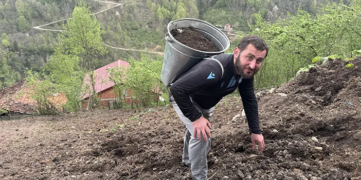 Trabzon'un dik yamaçlarına toprak taşıyarak ekime hazırlıyorlar