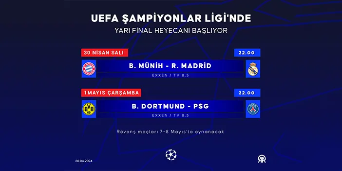 UEFA Şampiyonlar Ligi'nde yarı final heyecanı!