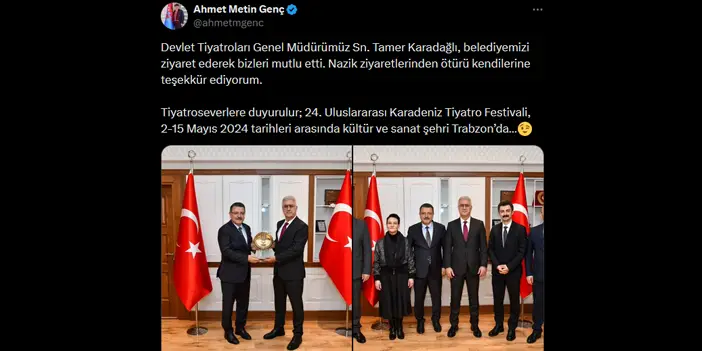Devlet Tiyatroları Genel Müdürü Tamer Karadağlı'dan Trabzon Büyükşehir Belediyesi'ne ziyaret