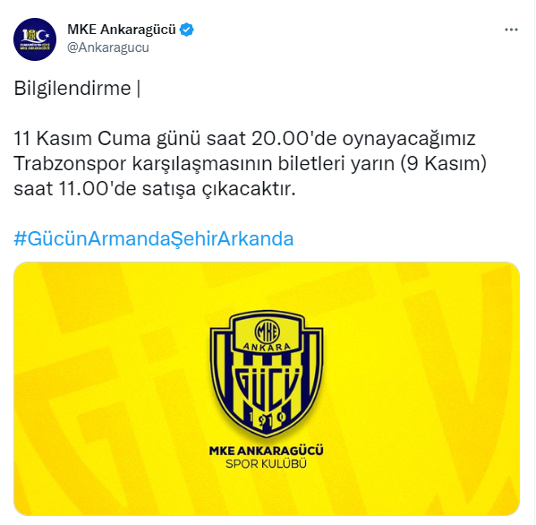 Ankaragücü – Trabzonspor maç biletleri satışa çıkıyor