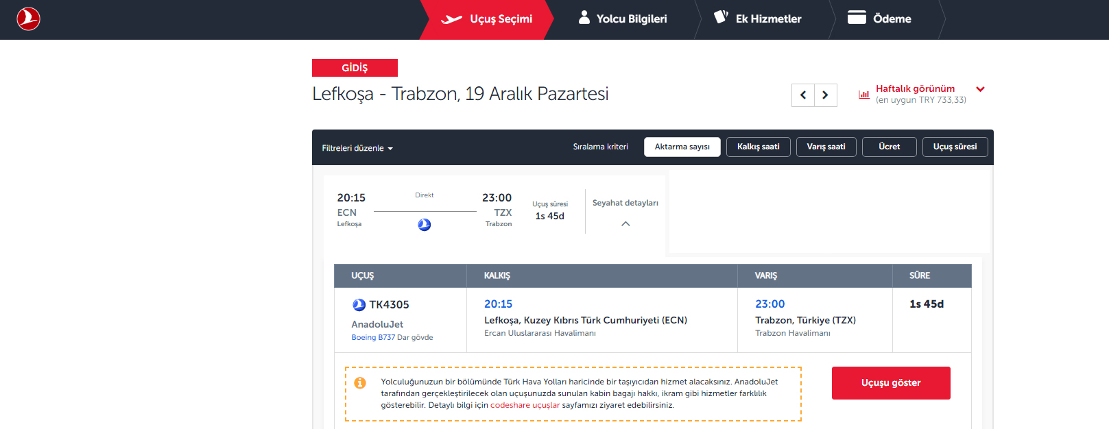 Trabzon Kıbrıs direkt uçak seferlerinin detayları belli oldu