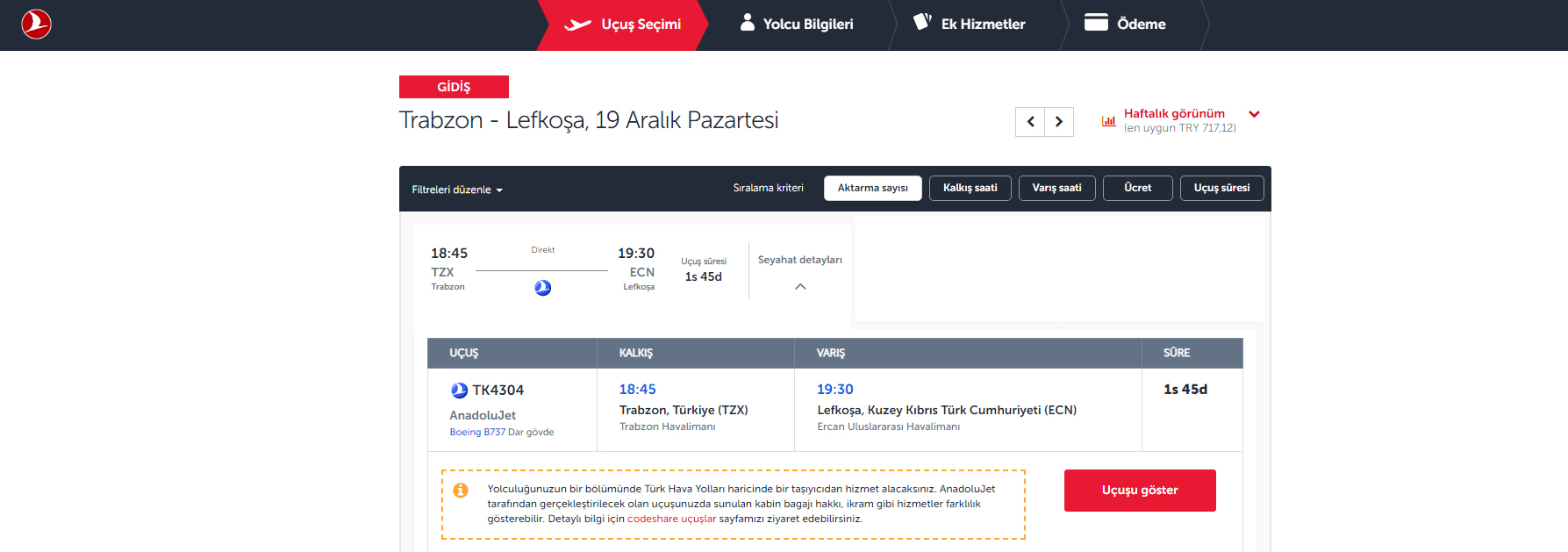Trabzon Kıbrıs direkt uçak seferlerinin detayları belli oldu