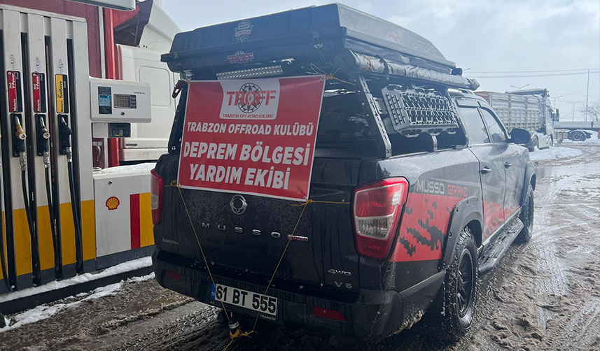 Trabzon'dan deprem bölgesine giden 'Off-Road'cular ulaşımı zor yerlere yardım götürüyor