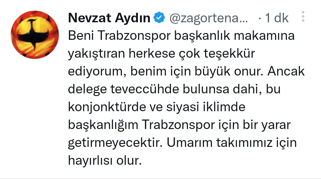 Trabzonspor eski yönetici nevzat Aydından flaş başkanlık açıklaması!