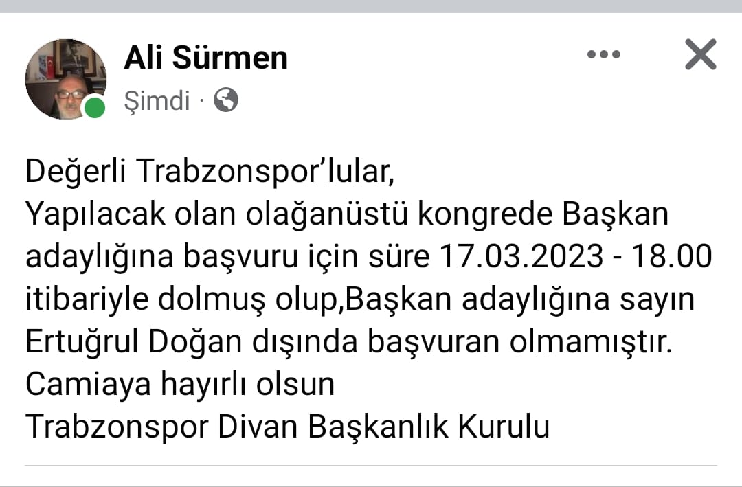 Trabzonspor tek adayla seçime gidiyor!