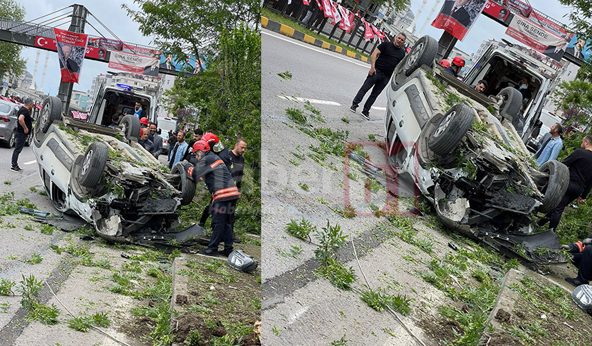 Trabzon'da araç takla attı! 4 yaralı